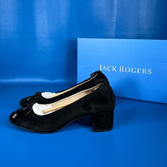 Jack Rogers Women's Miranda Elastic Mid Heel - Black Suede - 5.5 - New in box - Picture 1 of 8
